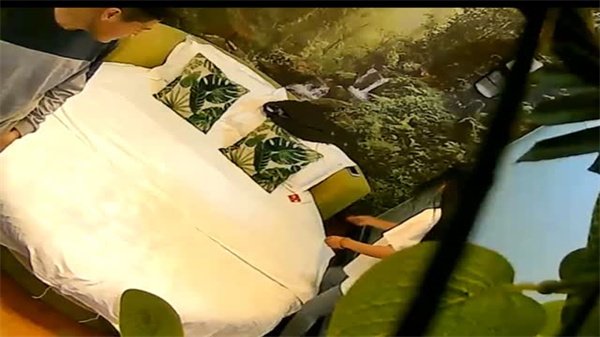 在绿油油的自然房苗条白嫩长发妹子_